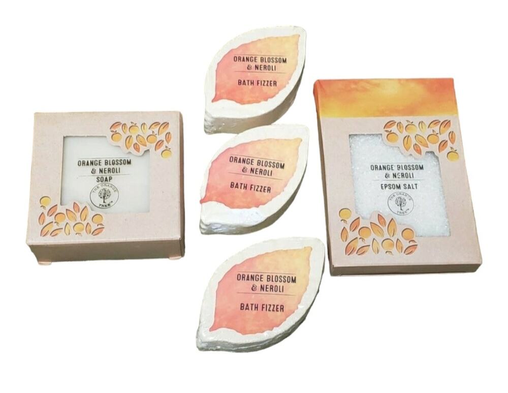 The Orange Tree Orange Blossom & Neroli Bath Set | Soap Bath Fizzer Epson Salt